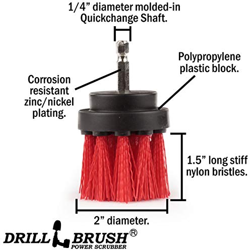 Outdoor Cleaning Brushes - Stiff Bristle Deck Scrubbing Brush - Siding | Concrete Scrub Brush - Bird Baths Cleaning Tool - Garden Statues Cleaning Equipment - Granite Headstone Restoration Brush - color: Red