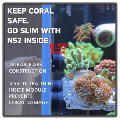 Magnetic Aquarium Cleaner, N52 Strong Magnet Algae Scraper for Fish Tank Glass, Ultra-Thin 0.55" Coral Safe, Fits 0.8" Glass 120 Gallon, Freshwater Marine (Not Acrylic) (PRO)