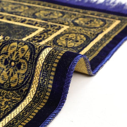 Muslim Prayer Rug, Soft Plush Thin Islamic Prayer Mat, Janamaz, Sajada, Praying Carpet, Islamic Gift for Men & Women, Islamic Ma, Eid & Ramadan Gift with Prayer Beads, 26x43 inch, Sky Blue - color: Diriyah / Skyblue