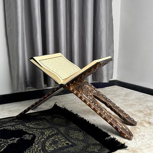 Handcarved Wooden Quran Stand, Islamic Home Decor, Pray Room Decoration, Cedar Wood, Folding Quran Display Holder