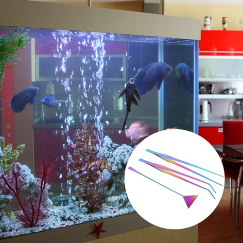 HANABASS 3pcs Stainless Steel Aquascaping Tools Set Water Plant Spatula Tweezers for Live Aquarium Plants Maintenance