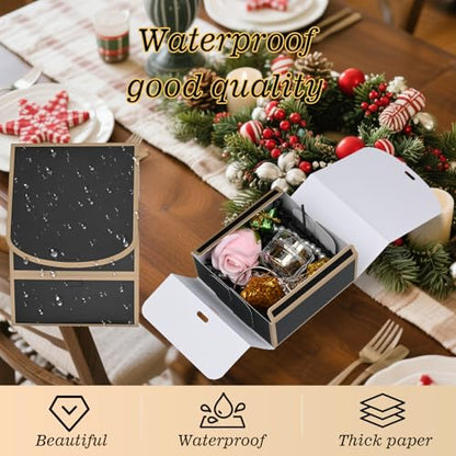 WLUSEAXI 12Pack Small Gift Boxes with Lids, 4.5''x4.5''x2'' Small Boxes for Gifts with Ribbons, Black Gift Boxes for Present, Birthday, Valentine's Day, Mother's Day, Holiday - color: Black