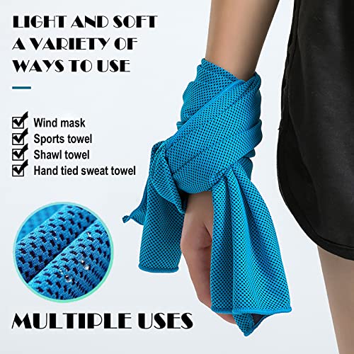 Pack of 20 Cooling Towel 40x12'' Ice Towel for Neck and Face Microfiber Chilly with Bag Breathable Yoga Gym Stay Cool Towels Sweat Rag for Workout Running Camping Pilates Beach, Light Blue - color: Light Blue