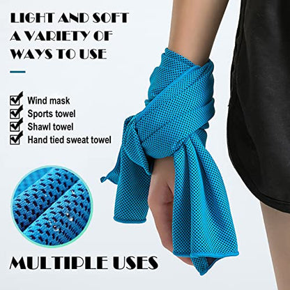 Pack of 20 Cooling Towel 40x12'' Ice Towel for Neck and Face Microfiber Chilly with Bag Breathable Yoga Gym Stay Cool Towels Sweat Rag for Workout Running Camping Pilates Beach, Light Blue - color: Light Blue