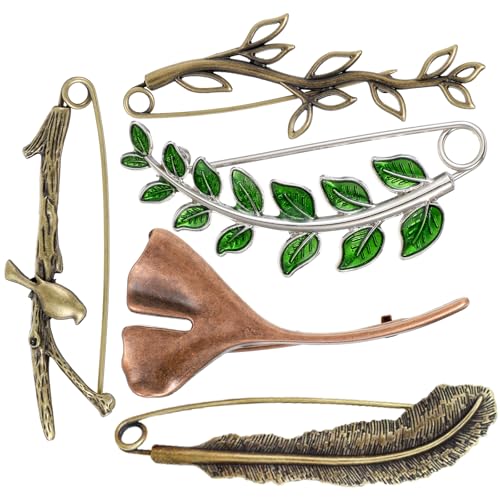 5 Pcs Decorative Safety Pins Big Safety Pins Heavy Duty Clothing Accessories Extra Large Bronze Clips for Clothing Giant Retro Hat Pin Sweater Lapel Clips Shawl Pin Vintage Brooch for Women