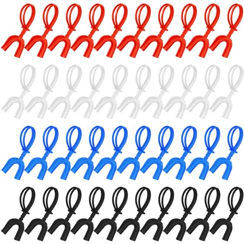 Copkim 50 Pcs Strapped Mouth Guard Bulk Not Boil Football Mouthguards with Strap, Soft Sport Mouthpiece Mouth Protector for Football Boxing Basketball Hockey Lacrosse Wrestling Rugby - color: Multicolor, size: Youth