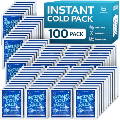 100 Pack Instant Ice Packs for Injuries, Disposable First Aid Cold Packs | No Freezer Needed, 6"x4.5" Instant Cold Packs for Injuries, Disposable Ice Packs for Kids, Postpartum Cold Compress - size: 100 Pack (6" x 4.5")