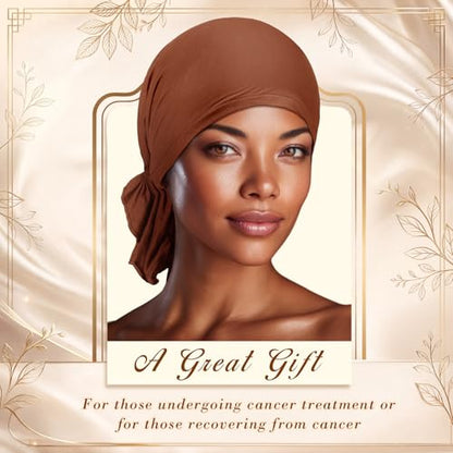Syhood Slip on Pre Tied Head Scarves for Women - color: Natural Tones