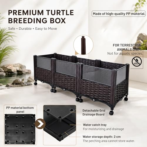 Turtle Tank, Reptile breeding Tank, Large Enclosure for Land Turtles, Large Enclosure for sea Turtles, Habitat for sea Turtles, Optional Increase in Quantity, add 10 Wheels, Turtle Supplies
