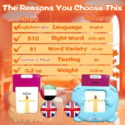 Bilingual Talking Flash Cards for Kids - Test Mode, Arabic - color: Arabic