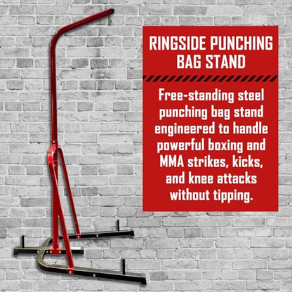 Ringside Prime Heavy Bag Stand, Free‑Standing Steel Frame Supports 100 lb Bags with 3 Stability Pegs, Full 180° Access, Easy Setup for Home or Gym, with or Without Speed Bag Platform