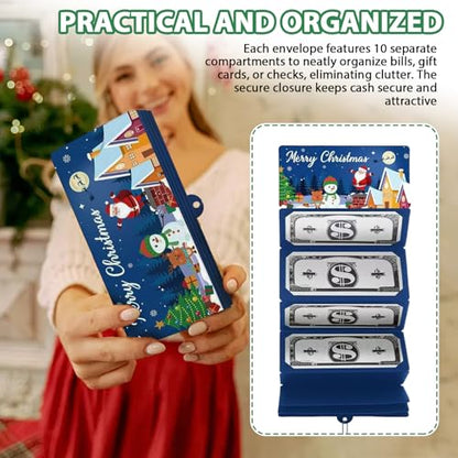 3 Pack Christmas Cash Gift Envelopes, Christmas Money Envelopes, DIY Cash Gift Card Holders Xmas with 10 Slots for Men Women Kids Birthday Xmas Party Supplies
