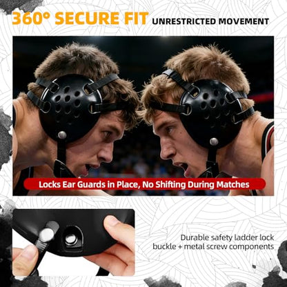 Wrestling Protective Gear Set for Youth & Adults – Adjustable Headgear with Knee Pads, 11 Hole Design for Breathable and Shock-Absorbent, Includes Carry Bag for Convenience - size: Small