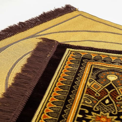 Muslim Prayer Rug, Soft Plush Thin Islamic Prayer Mat, Janamaz, Sajada, Praying Carpet, Islamic Gift for Men & Women, Islamic Ma, Eid & Ramadan Gift with Prayer Beads, 26x43 inch, Black - color: Kaaba / Midnightblack