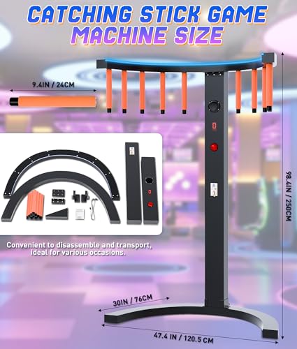 Hand Eye Coordination Training Machine, LED Catch Stick Game with MP3 Music, 10 Speed Adjustable Reaction Training Toy, Indoor Outdoor Arcade Game for Family Party Business Entertainment