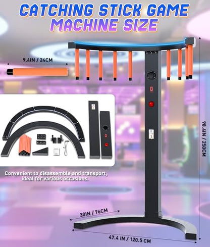 Hand Eye Coordination Training Machine, LED Catch Stick Game with MP3 Music, 10 Speed Adjustable Reaction Training Toy, Indoor Outdoor Arcade Game for Family Party Business Entertainment