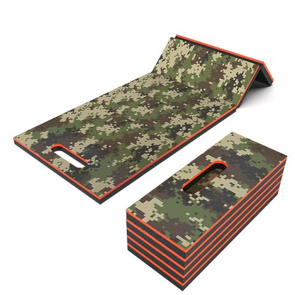Folding Kneeling Pad, 1 Inch Thick Mechanic Mat, Camouflage | 47.24 x 15.74 Inch 6-Panel Firm Foam Pad with Tool Pockets, Carry Handle and Water-Resistant Surface - color: camouflage