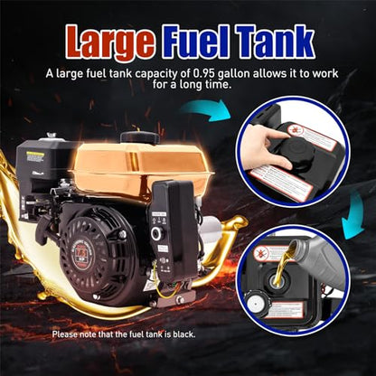 7.5 HP Gas Engine Kart Engine 210cc Single Cylinder Four Stroke Gas Engine 3600rpm Recoil/Electric Starter Motor High Efficiency Cooling System