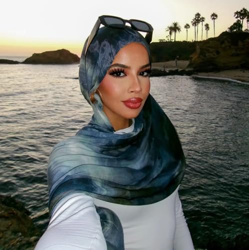 ZGMYC Watercolour Floral Printed Hijab Scarf for Women Soft Modal Cotton Instant Hijab Head Wraps Shawls Long Scarves - color: Color 11