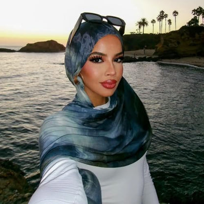 ZGMYC Watercolour Floral Printed Hijab Scarf for Women Soft Modal Cotton Instant Hijab Head Wraps Shawls Long Scarves - color: Color 11