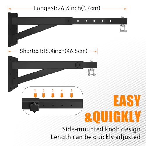 Heavy Bag & Punching Bag Hanger, Wall, Ceiling, Beam Mount Options | 900 LBS Capacity, 360° Swivel, Rust-Proof, Thick Steel Boxing Mount for MMA, Muay Thai & Home Gym (Multiple Mounting Options) - color: Wall Mount - Extendable Arm