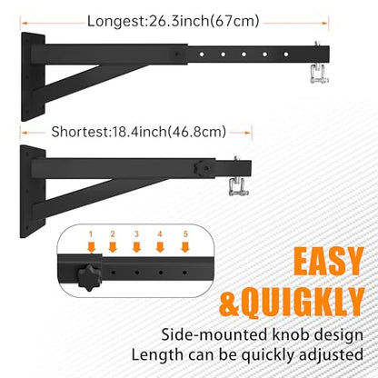 Heavy Bag & Punching Bag Hanger, Wall, Ceiling, Beam Mount Options | 900 LBS Capacity, 360° Swivel, Rust-Proof, Thick Steel Boxing Mount for MMA, Muay Thai & Home Gym (Multiple Mounting Options) - color: Wall Mount - Extendable Arm