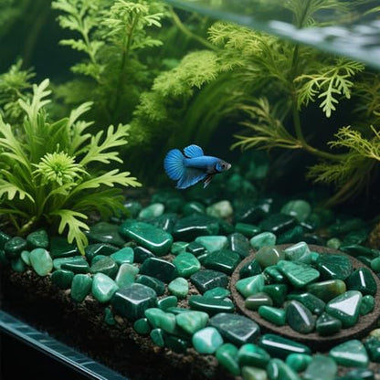 Aquarium Decor Gravel 0.96LB Natural Pebbles Fish Tank Stones Vase Filler Succulent Rocks Polished Crushed Bulk Irregular Shaped - Green - color: Green