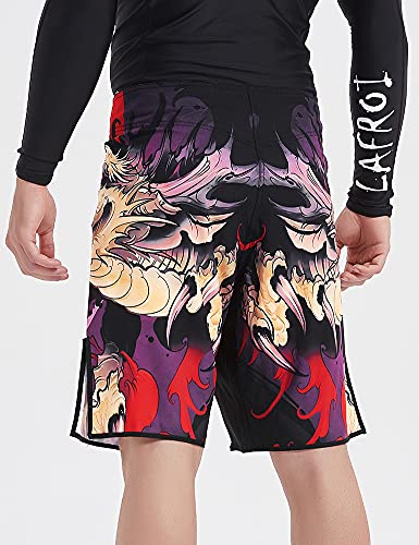 LAFROI Mens MMA Cross Training Boxing Shorts Trunks Fight Wear with Drawstring and Pocket-QJK01 - color: Blood Moon, size: Large