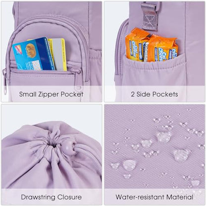 sportsnew 40oz Insulated Crossbody Water Bottle Bag Gym Hiking Phone Pocket | Water-resistant Lining, Padded Strap, Top Handle, Drawstring, Phone Pocket, Elastic Slots, Built-In Key Clip for Gym Walking - color: Purple