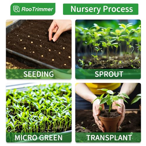 RooTrimmer Growing Trays, 1020 Plant Nursery Trays Heavy Duty Seed Starter Flat Seedling Tray for 72/128 Cell Plug Tray Transplant Growing Microgreens (21"×11", 10 Pack, 1.6" Deep, Without Holes) - size: TD538-10P-Black