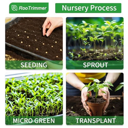 RooTrimmer Growing Trays, 1020 Plant Nursery Trays Heavy Duty Seed Starter Flat Seedling Tray for 72/128 Cell Plug Tray Transplant Growing Microgreens (21"×11", 10 Pack, 1.6" Deep, Without Holes) - size: TD538-10P-Black