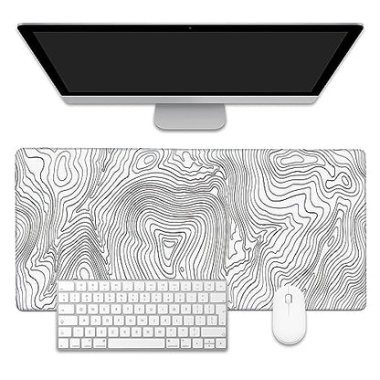 Mouse Pad,Topographic Line Desk Mat for Desktop,Desk Pad with Non-Slip Base and Stitched Edge,Extended Mousepad for Office and Home 35.4X15.7 Inch - color: Topographic Line