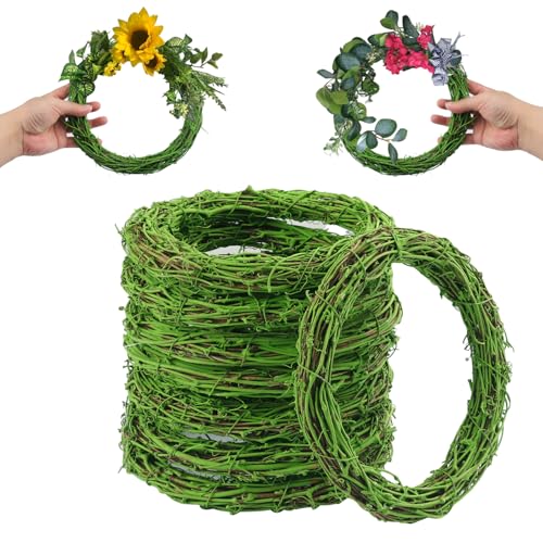 10 Pcs 8 inch Natural Grapevine Wreath Set, Green - size: 10 Pcs 8 inch Green