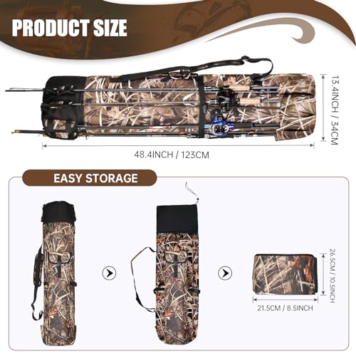 Fishing Rod Bag Fishing Rod Case, Durable Folding 900D Oxford Fabric Portable Large Capacity Waterproof, Fishing Gifts for Men Boys - color: Camouflage
