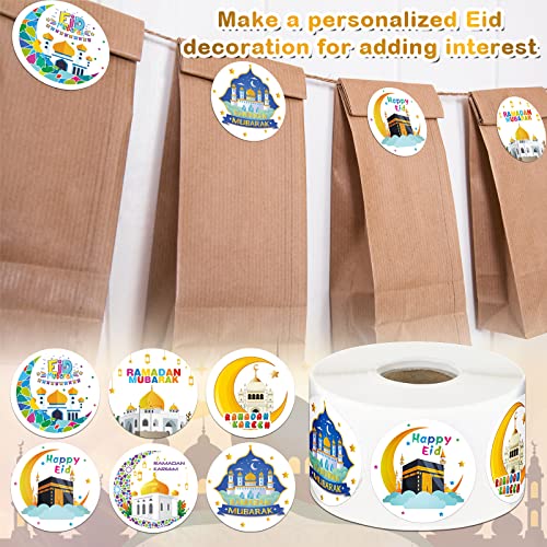 Nezyo 600 Pieces Ramadan Mubarak Stickers Eid Islamic Kareem Wall Window Stickers Ramadan Envelopes Gift Bags Labels for Eid Party Decorations(Cartoon Style) - style: Cartoon Style