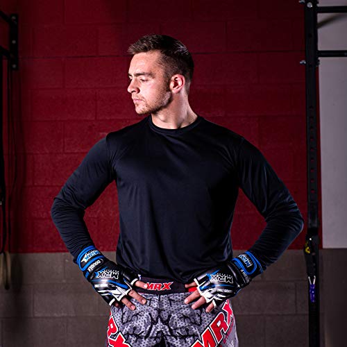 MRX MMA Grappling Gloves for Men Martial Arts Training Fighting Bag Glove Cage Fight Mitts - color: Black/Blue, size: Medium