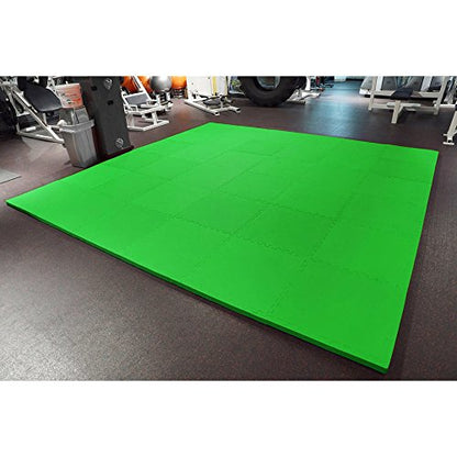 Meister X-Thick 1.5" Interlocking EVA Foam Mats - GN - 10 Tiles (40 Sqft) | Extra-thick 2X cushioning w/ anti-slip grip. 2' x 2' puzzle mats for wrestling, MMA, gymnastics, home gyms and play areas - color: Green, size: 10 Tiles (40 Sqft)