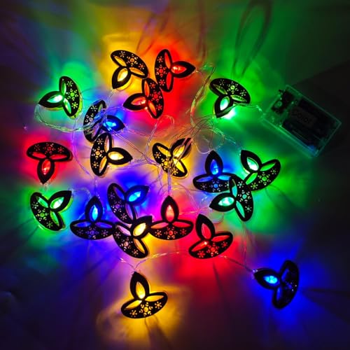 KYMY Diwali String Lights, 10ft 20 LED Battery Operated Deepavali Rangoli Curtain Colorful Lights, India Festival of Lights Lotus Diyas Party Decorations for Hindu Wedding, Wall, Window, Fence - color: F-Colorful