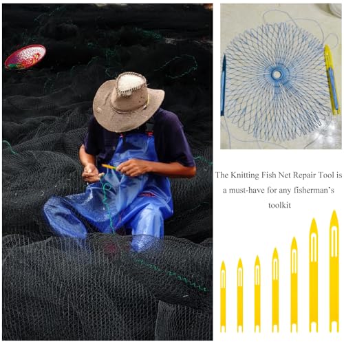 Fishing Netting Needle Shuttles Net Mending Needle Shuttles Set Fishing Net Sewing Needles Repair Line Kit Weaving Shuttle Netting Needles Plastic Portable Compact - color: Yellow