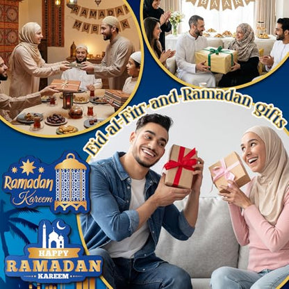36 Pcs Ramadan Gift Fridge Magnets Eid Mubarak Gift Islamic Home Decor Muslim Gifts for Office Kitchen Party(Blue and Gold) - style: Blue and Gold
