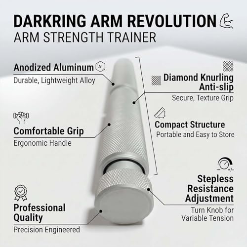 Wrist Roller, Forearm Strengthener & Grip Strength Trainer, Full Grip Aluminum Alloy Anodized Exerciser for Climbers, Weightlifters, Martial Artists, Variable Resistance Darkring