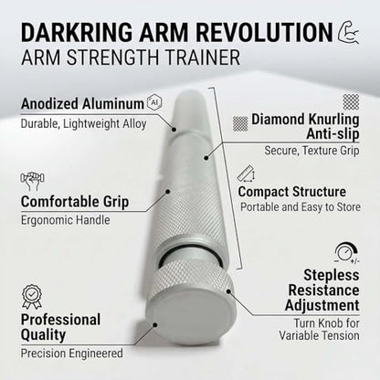 Wrist Roller, Forearm Strengthener & Grip Strength Trainer, Full Grip Aluminum Alloy Anodized Exerciser for Climbers, Weightlifters, Martial Artists, Variable Resistance Darkring