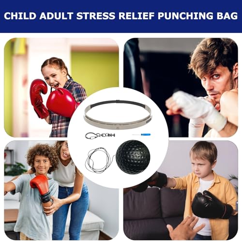 Boxing Ball with Headband - Wearable Punching Speed,Silicone Headband Boxing Trainer Ball,for Living Room Bedroom Dormitory Gym Men Women Beginners Teens - color: black soft ball