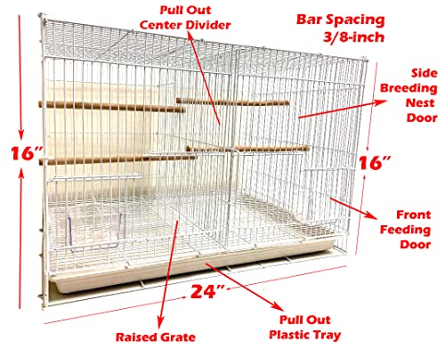 Small Breeder Breeding Cages with Center Dividers, Pack of 6, 24 x 16 x 16 H inches (24 x 16 x 16 H inches, Black) - color: Black