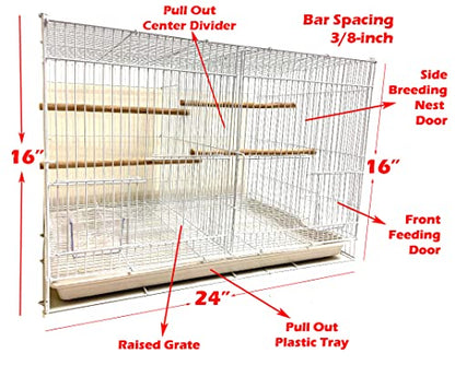 Small Breeder Breeding Cages with Center Dividers, Pack of 6, 24 x 16 x 16 H inches (24 x 16 x 16 H inches, Black) - color: Black