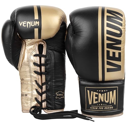 Venum Shield Pro Boxing Gloves - color: Black/Gold, size: 8oz XL, style: Laces