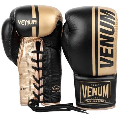 Venum Shield Pro Boxing Gloves - color: Black/Gold, size: 18oz, style: Laces