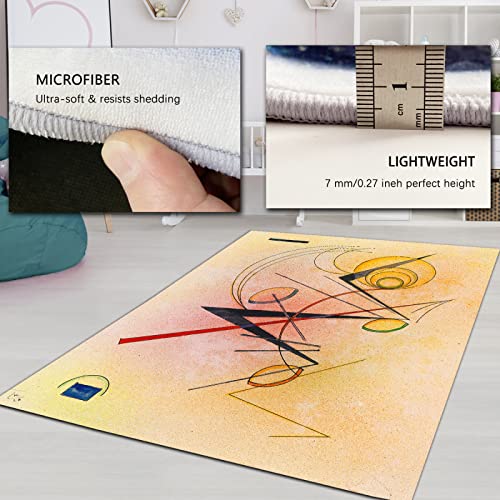 Wassily Kandinsky Famous Painting Area Rug Modern Artwork Carpet for Living Room Bedroom Dining Home Office Rug with Rubber Backing 3'x5' - size: 3'x5'