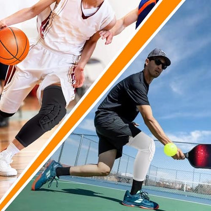 Basketball knee pads, compression leg covers for teenagers and adults, wrestling knee pads, football volleyball, pickleball, weightlifting knee pads (1 pair) (White, Medium) - color: Long white, size: Medium