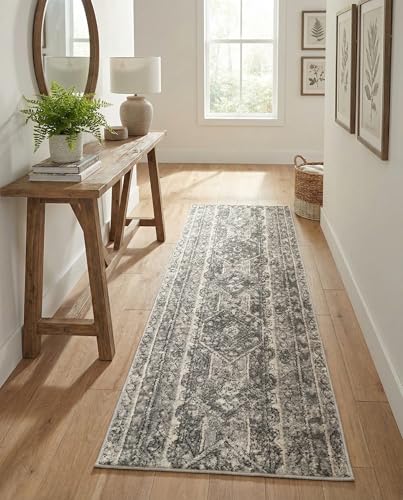 Rugs.com - Oregon Collection Rug – 6 Ft Runner Gray Easy-Clean Rug – Ideal for Hallways, Entryways, and Kitchens - color: Grey, size: 2'2" x 6' (Runner)